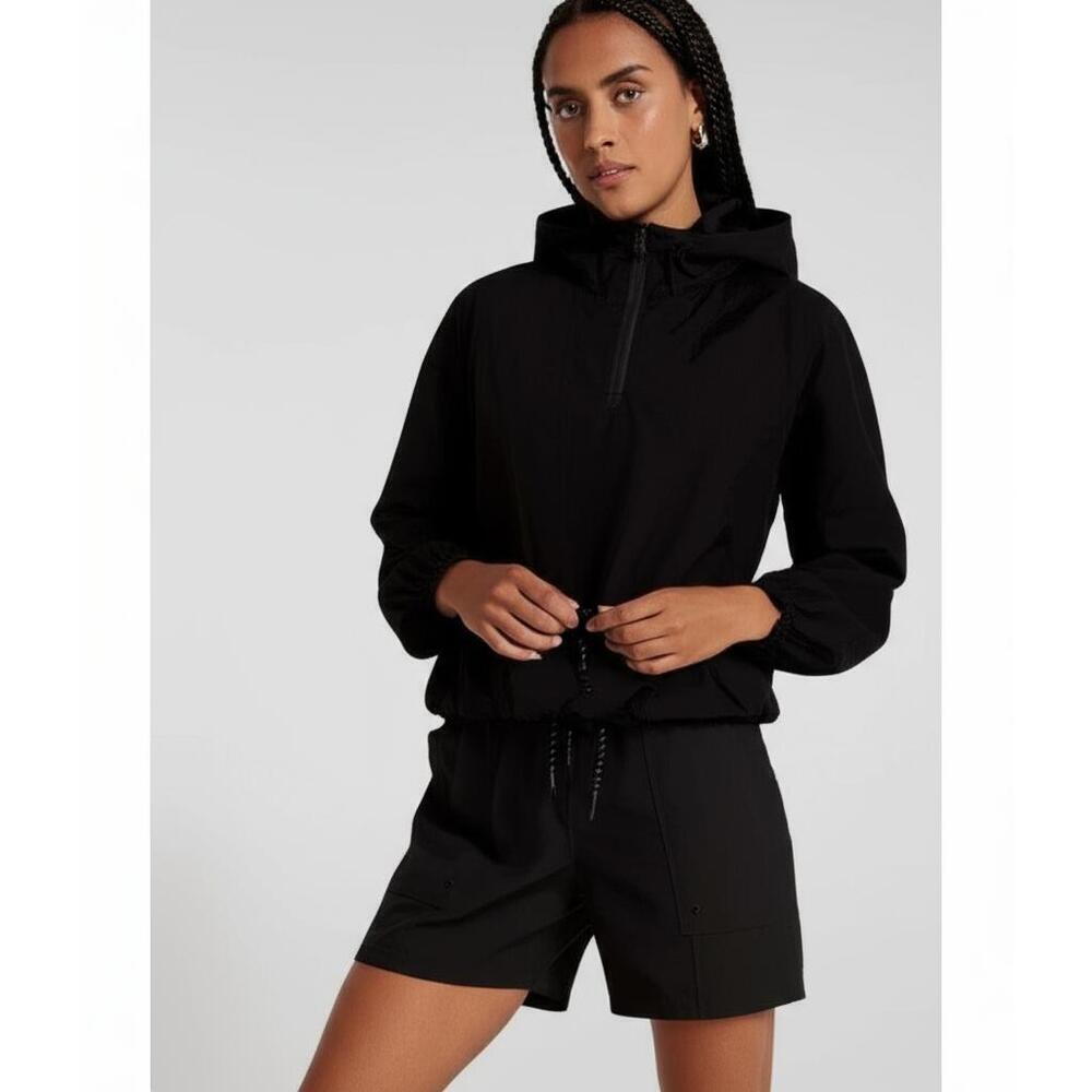 CALIA Windbreaker Womens Size M Black Hooded Anorak Pullover Water Repellent Act - Picture 3 of 9